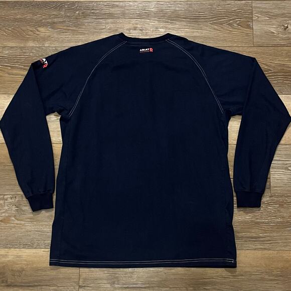 Ariat FR Shirt Mens XLT Navy Long Sleeve Work Flame Resistant CAT 2 NFPA 2112 - Picture 6 of 9